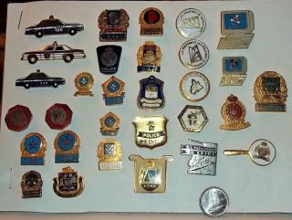Vintage 30x Canada Quebec Edmonton Cp Sq Police Enamel Lapel Pins Pinback
