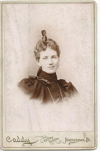 62447.  Ca 1890 Cabinet Photo Lovely Woman With Parisian Hairstyle Johnstown Pa