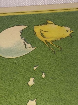 Vintage Easter Mini Swedish Postcard Boy Kicking Egg Baby Chick Glad Pask Signed 3