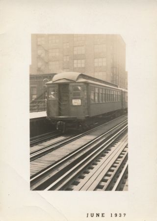 Vtg 2.  5 X 3.  5 Photo Snapshot Chicago Ave Express Train Niles Center 1937