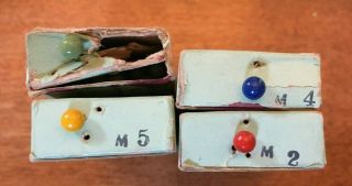 Vintage office Hammond map tacks 4 boxes blue red yellow green ball head 1940 ' s 2