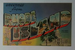 Vintage Large Letter Postcard Greetings From Rhode Island