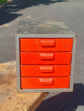 Vtg Dunlap 4 Drawer Industrial Cabinet Small Parts Organizer Trinket Tool Box