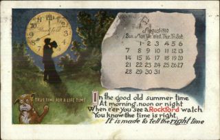 Buster Brown Tig Rockford Watch Advertising Calendar Postcard Haverhill Ma