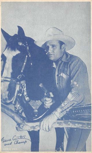 Gene Autry & Champ Western Movie Cowboy Actor & Horse Ca 1950s Arcade Card
