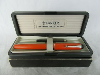 Orange Parker Fountain Pen Body No Nib W/ Parker 75 Case