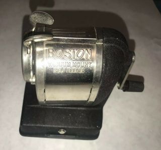 Vintage Boston Vacuum Mount Self Feeder Pencil Sharpener Great