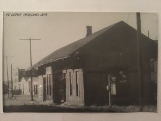 Troy Ohio Pc Rr Station Railway Railroad Depot B&w Real Photo Postcard Rppc