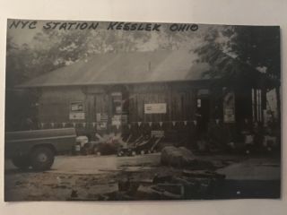 Kessler Ohio Nyc Rr Station Railway Railroad Depot B&w Real Photo Postcard Rppc
