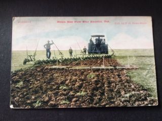 Amarilla Texas,  Vintage Steam Disc Plowing Postcard,  Farming 1909