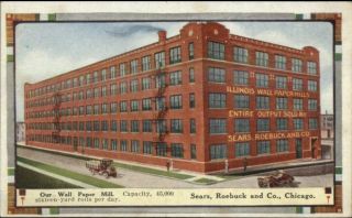 Chicago Il Sears Roebuck & Co Border Wall Paper Mill C1910 Postcard