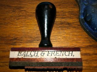 Vintage Rubber Stamp Wood Handled Balch & French Hillsboro Nh
