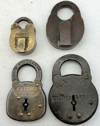 4 Antique Padlock (no Keys) Samson 8 - Lever W Bingham Co 6 Safely Valet Vintage