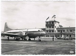 Postcard Sabena Convair Cv - 240 Dusseldorf Airport Airways Airline Aviation
