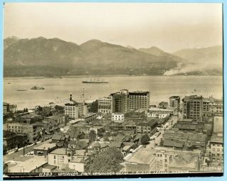 Antique 1920’s Vancouver Bc Canada 6x8 Photo View From Vancouver Hotel Cprr