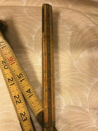 Lufkin Vintage Antique X46 Red End Brass 72 inch Folding Extension Ruler (17M) 2
