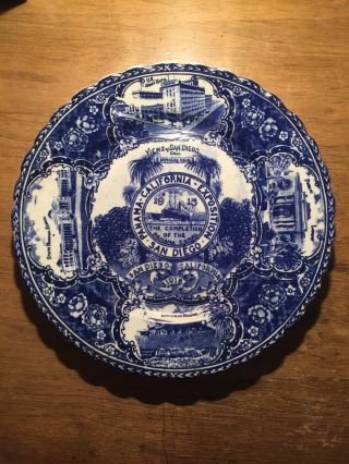 1915 Panama California Exposition San Diego Souvenir Plate Flow Blue,  P.  Canal