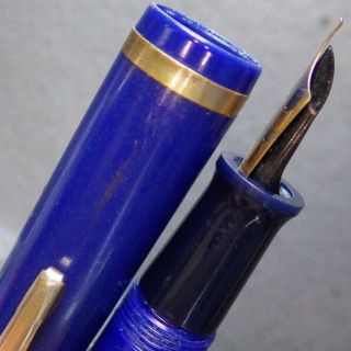 GT Deep Blue D KAHN SUPREME Lever Fountain Pen M Nib Sac 2
