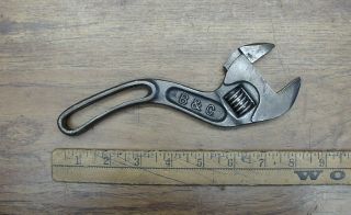 Antique Bemis & Call 8 " Adjustable " S " Wrench,  1 - 1/4 " Capacity,