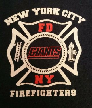 Fdny Nyc Fire Department York City T - Shirt Sz L Ny Giants