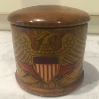Wooden Stamp Dispenser,  Patriotic Design,  Collectible,  1 3/4 " Tall,  1 7/8 " Wide