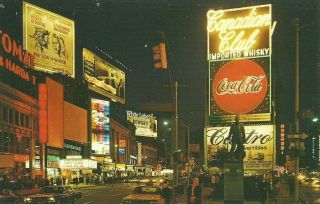 1968 Times Square At Night Coca Cola Sign 2001 A Space Odyssey Nyc Postcard