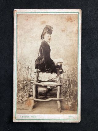 Victorian Carte De Visite Cdv: Pretty Lady On Stile Named Buckley Ogden: Rhyl
