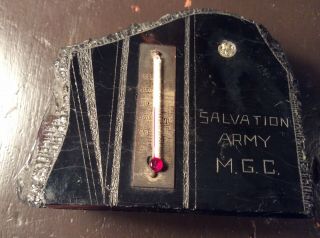Antique Lump Of Coal Salvation Army Paperweight With Thermometer Award? Rare.