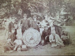 Cabinet Photograph,  Knights of Pythias Band Bucyrus,  Ohio Musicians Instruments 4