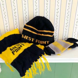 Vintage West Point Usma Knit Hat Gloves Scarf