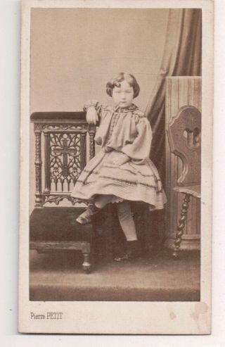 Vintage Cdv Unknown Well To Do Young Girl Pierre Petit Photo Paris