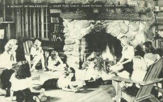 Camp Hitaga Cedar Rapids Iowa Camp Fire Girls Scouts Vintage Postcard