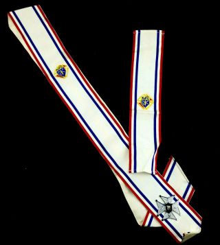 Vintage Knights Of Columbus Ceremonial Sash W Tfmm Cross Badge Koc Logo Patch