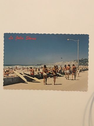 Vintage Postcard La Jolla,  Ca 1979 Real Photo Beach Surfing Bikini Ocean