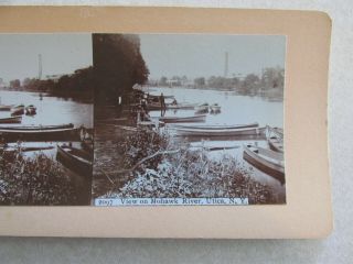 Sv69 Stereoview Photo Card View Of Mohawk River Utica Ny York