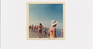 1969 Perfect Color Feeling Very Crowded Beach Scene Composition