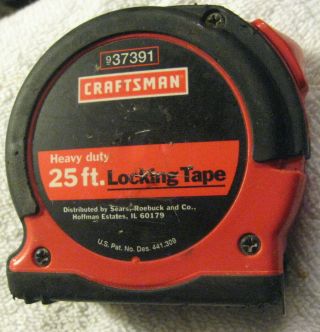 Vintage Sears Roebuck Craftsman Red Heavy Duty 25 Ft Foot Measuring Tape Measure