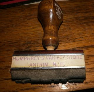 Vintage Rubber Stamp Wood Handled Humphreys Variety Store Antrim Nh