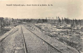 Russia Grand Chemin Siberia Railroad Train Tracks Postcard (c.  1910)