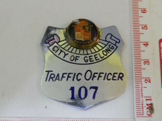 City Of Geelong Traffic Officer Cap Badge No 107 Obsolete Rare