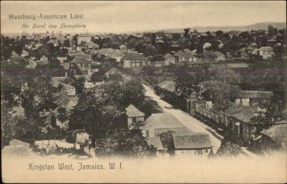 Kingston Jamaica Birdseye Hamburg American Steamship Line Issued Postcard 2