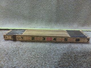 Vintage Lufkin No.  X46 Extension Rule Folding Carpenter Ruler Brass Wood 72 "