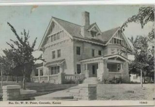 View Of Grand Home Of Dr.  Priest In 1910s Concordia,  Kansas.  Vintage Postcard