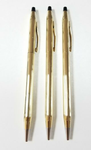 Set Of Three 10k Gold Filled Cross Pens
