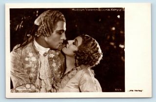 Rudolph Valentino & Doris Kenyon - Film Movie Actor Real Photo Postcard Rppc W1