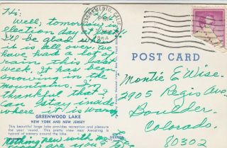 Greenwood Lake,  NJ Chrome Postcard 1964 2