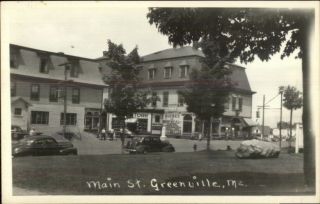 Greenville Me Main St.  Cars & Stores - Real Photo Postcard