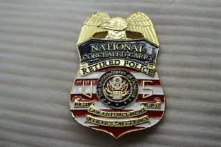 Usa National Concealed Carry Retired Police Law Enforcement Badge