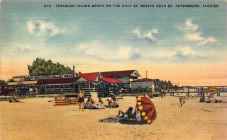Fl - 1945 Florida Treasure Island Beach On The Gulf Near St Petersburg,  Fla