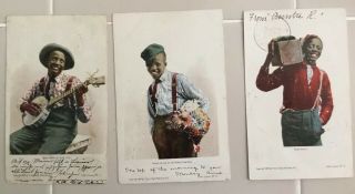 Black Americana Racist Post Cards Little Coon Series 1,  2 &3 Final Time